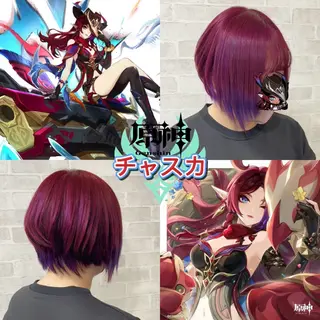 ショート カラー 推しカラー💫 ブリーチ💫若菜覚のヘアスタイル