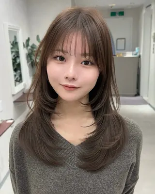 セミロング カラー ヘアアレンジ ⭐️銀座/ショート/ 艶カラー/りょうがのヘアスタイル