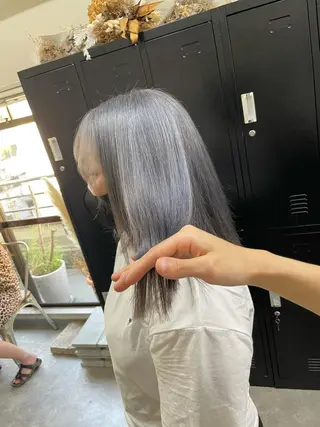 ミディアム カラー パーマ ヘアアレンジ メンズ キッズ ネイル マツエク・マツパ 切りっぱなしヘアボブ ミディアムヘアRYOのヘアスタイル