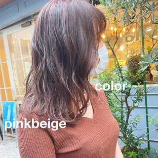 セミロング カラー ヘアアレンジ ハイトーンピンク🍑 ブリーチ🍑RINAのヘアスタイル