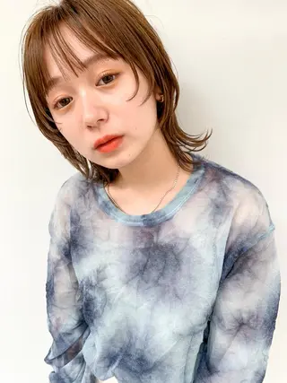 ミディアム カラー パーマ CEINE+ officialのヘアスタイル