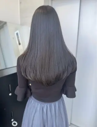 ロング カラー パーマ ヘアアレンジ 透明感/オリーブ/ グレージュ/YUKAのヘアスタイル