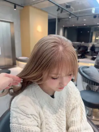 セミロング カラー ヘアアレンジ ARIA💎縮毛矯正 ブリーチ💎複雑履歴のヘアスタイル