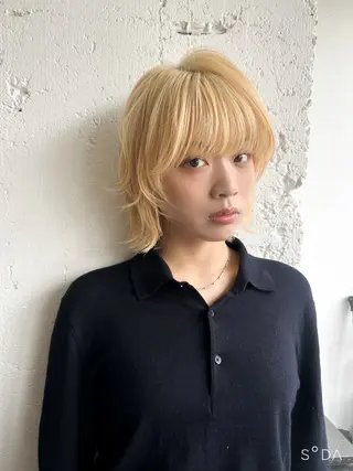 ミディアム メイ🩰透明感カラー レイヤーカットのヘアスタイル