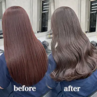 ロング カラー 韓国レイヤー似合わせ 透明感カラー飛我💗のヘアスタイル