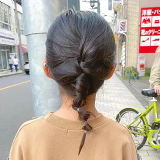 セミロング ヘアアレンジ 奥秋 理紗　sai xのヘアスタイル