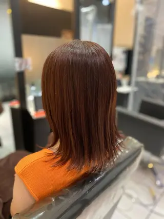 ミディアム YASU🍎CUT 赤系カラー/ヘアケアのヘアスタイル