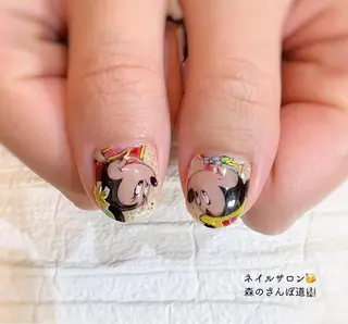 ネイル ショートネイル 森のさんぽ道のネイルデザイン