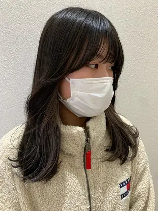 セミロング カラー hub hair レイヤー/透明感のヘアスタイル