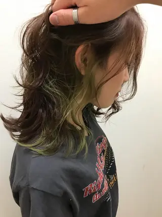 セミロング 🧡色落ちまで2度綺 麗なカラー🧡ヨシキのヘアスタイル