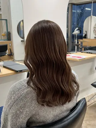 セミロング カラー ベージュ/髪質改善 新潟/万代/井上佑のヘアスタイル