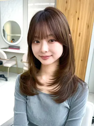 セミロング カラー 似合わせレイヤー/ 透明感カラーのヘアスタイル