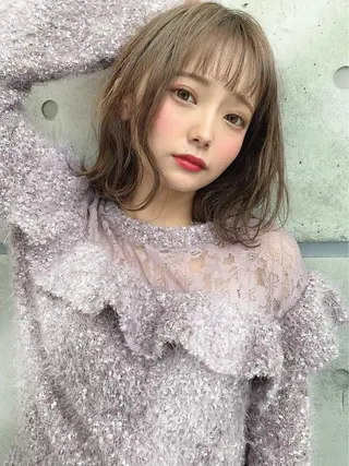 ミディアム カラー パーマ ヘアアレンジ 🎀愛されモテヘア♡ 梅澤夏基🎀のヘアスタイル