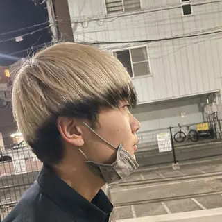 ショート カラー メンズ 🧸赤み消し🐾 ラベンダ/ミルクティのヘアスタイル