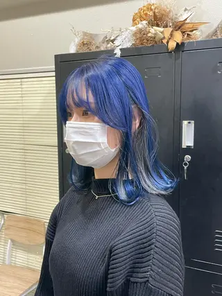 ミディアム カラー パーマ ヘアアレンジ メンズ キッズ ネイル マツエク・マツパ アイブロウ 切りっぱなしヘアボブ ミディアムヘアRYOのヘアスタイル