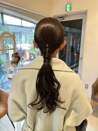 ロング カラー ヘアアレンジ タイトボブ個性派カラ ーAKANEのヘアスタイル
