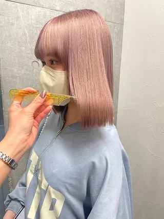 ミディアム カラー ヘアアレンジ 🌷FUKA🌷 まろやかハイトーンのヘアスタイル