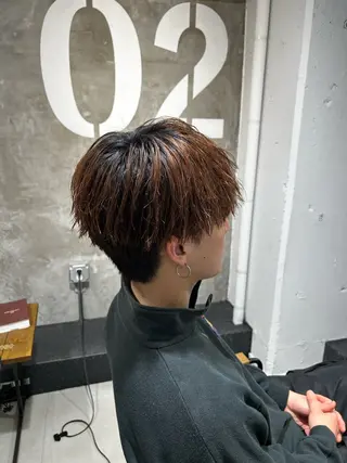 ミディアム パーマ メンズ 岩城 滉成のヘアスタイル