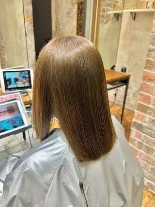 ミディアム カラー パーマ 新宿✨顔周りカット 韓国ヘア/坂本亜裟海のヘアスタイル