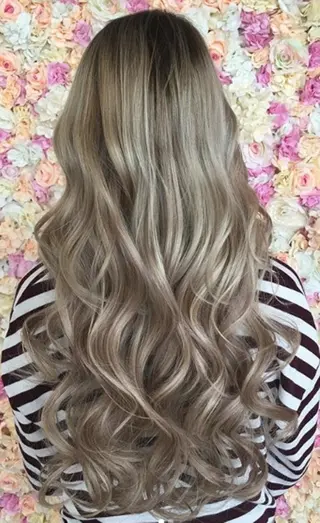 セミロング カラー パーマ チビ編み込みエクステ シールEXどぅ〜すのヘアスタイル