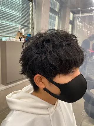 セミロング パーマ ヘアアレンジ メンズ メンズ特化 水口湧太のヘアスタイル