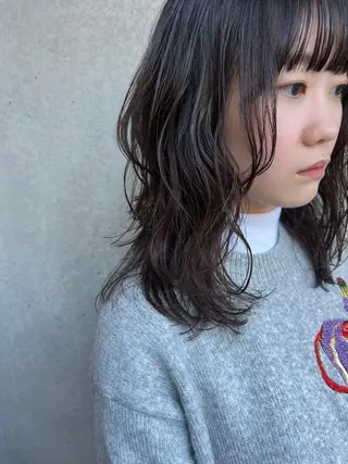 セミロング カラー パーマ ✨まとまるボブ/ 切りっぱなし/ユキナのヘアスタイル