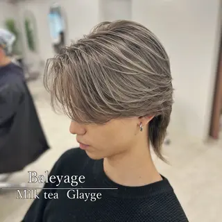 ミディアム カラー パーマ ヘアアレンジ メンズ 二ヶ月綺麗なデザイン カット/星野六三四のヘアスタイル