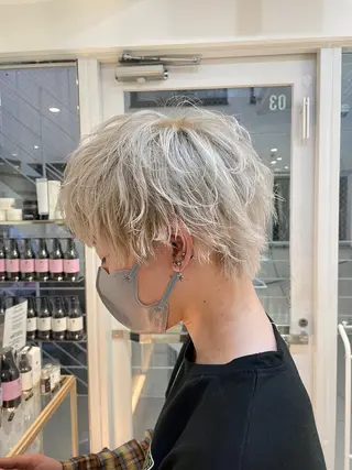 ショート ヘアアレンジ メンズ 艶髪✨寒色カラー✨ 翁長孝輔のヘアスタイル