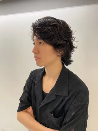 ショート パーマ メンズ デジタルパーマ 🌀ボブ　萩原　龍のヘアスタイル