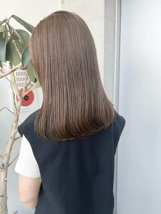 セミロング カラー パーマ ヘアアレンジ 透明感/オリーブ/ グレージュ/YUKAのヘアスタイル