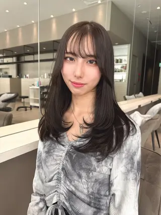ミディアム カラー レイヤー/髪質改善 縮毛/ハッシュカットのヘアスタイル