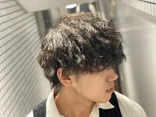 ミディアム パーマ メンズ 浅見 天翔のヘアスタイル