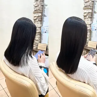 セミロング パーマ 地毛風ストレート ⚡️下ノ村柊斗⚡️のヘアスタイル