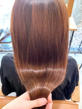 ロング カラー 酸性ストレート/ブリ ーチなしWカラー河本のヘアスタイル