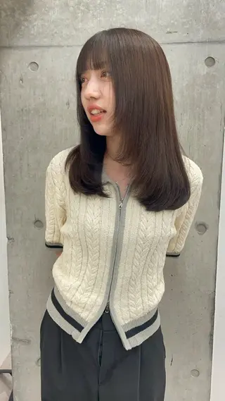 セミロング ミルクティーベージュ レイヤー/あげは🎀のヘアスタイル