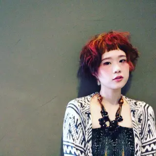 ショート カラー パーマ ハイトーン×髪質改善 KENTAのヘアスタイル