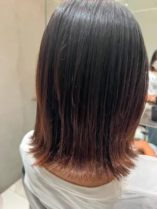 ミディアム パーマ 艶くすみカラー /縮毛/川添桃花のヘアスタイル