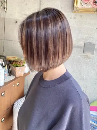 ショート カラー 当日予約🆗ショート /ハイライト/松本のヘアスタイル