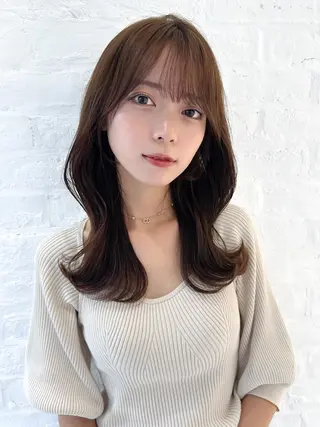 セミロング カラー 顔周り/くびれヘア 韓国ヘア💕風間るなのヘアスタイル