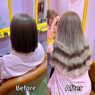 ロング シール＋ちび編み込み エクステ梅田🐨のヘアスタイル