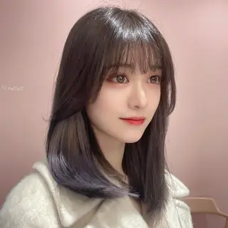 ミディアム カラー 🤎小顔レイヤー /ベージュ🤎友香のヘアスタイル