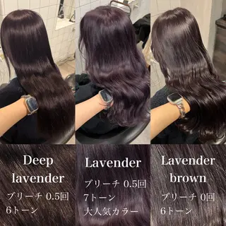 ロング カラー 暗髪🩶ラベンダー/ ブルー/ユウナ🤍のヘアスタイル