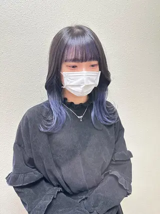 ミディアム カラー パーマ ヘアアレンジ メンズ キッズ ネイル マツエク・マツパ アイブロウ 切りっぱなしヘアボブ ミディアムヘアRYOのヘアスタイル