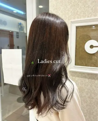 ロング ブリーチなしカラー/ 暖色カラー/艶カラーのヘアスタイル