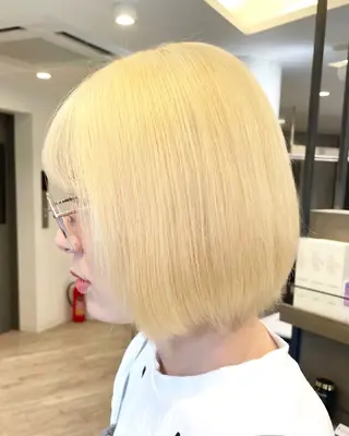 セミロング ♡似合わせハイトーン ♡maiのヘアスタイル