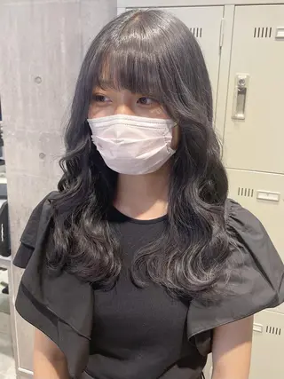 ロング カラー パーマ ヘアアレンジ メンズ キッズ ネイル マツエク・マツパ アイブロウ 🎀韓国レイヤー YURINA🎀のヘアスタイル