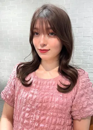 セミロング カラー 【韓国ヘア×透明感 カラー】笹谷 莉未のヘアスタイル