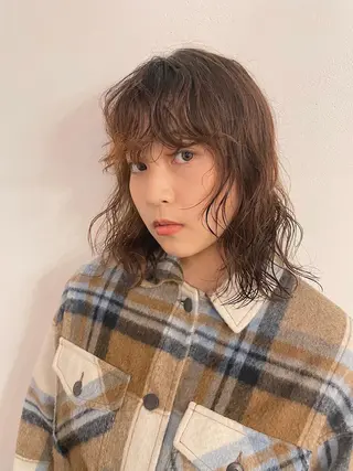 ミディアム パーマ h a k u 大倉 卓人のヘアスタイル