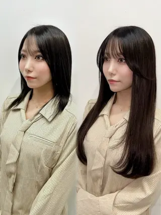 ロング カラー ヘアアレンジ vizz by el yts 北谷エクステのヘアスタイル