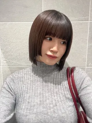 ショート カラー 縮毛矯正×ボブ職人 【圧倒的朝楽ボブ】のヘアスタイル